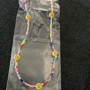 Beaded Choker Necklace Smiley Face Necklace